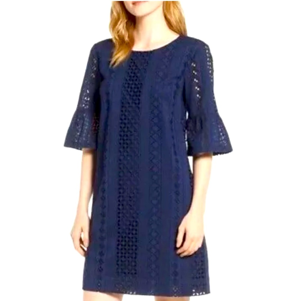 🦋 NWT J. Crew Navy Eyelet Dress 10 M L 🦋